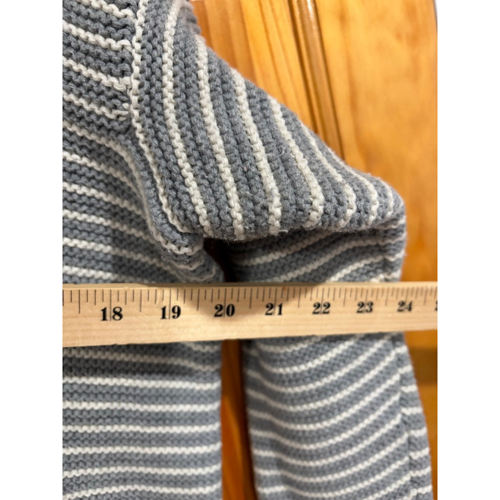 FRAME Striped Cotton Knit Sweater Gray Cream Women’s M Minimalist Chic - Picture 7 of 7